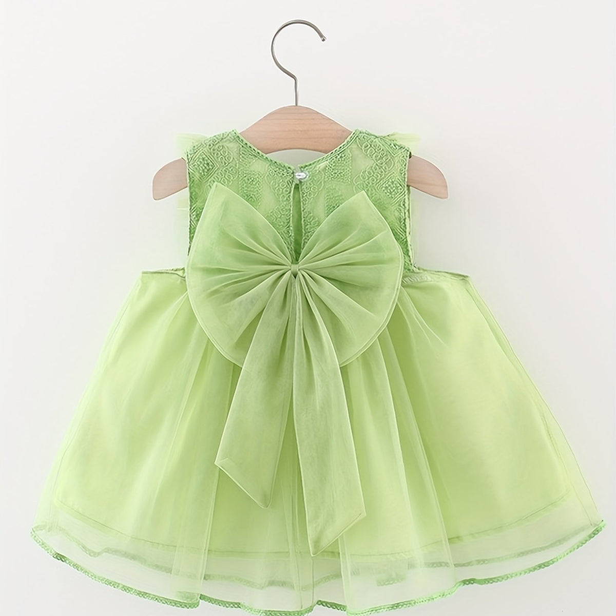 Girls Sweet Boho Style Mesh Puffy Skirt Dress with Back Bow