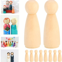 10pcs 65mm Wooden Peg Doll Bodies Unfinished People Shapes Angel Dolls DIY Craft
