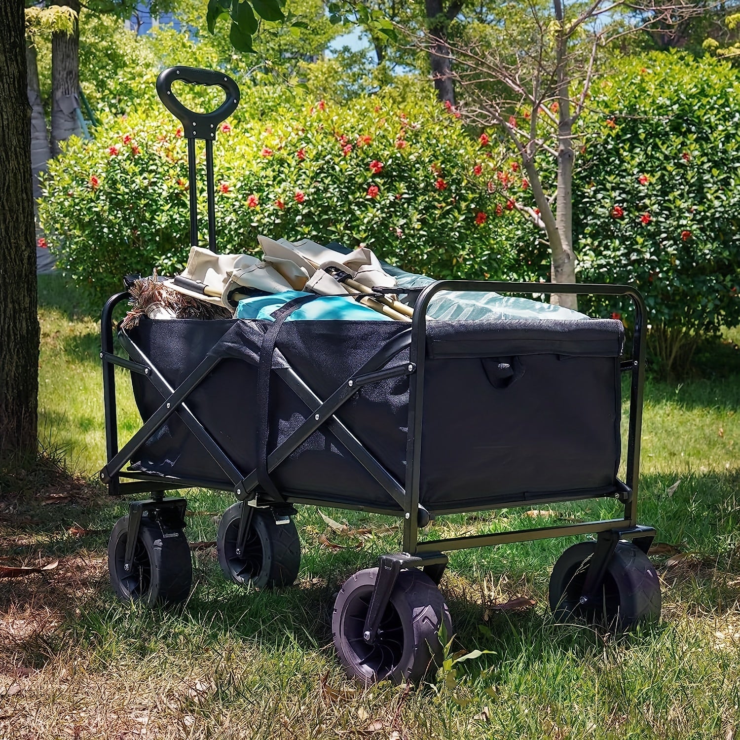 Heavy Duty Collapsible Folding Wagon With Wheels 149 69KG Outdoor Wagon