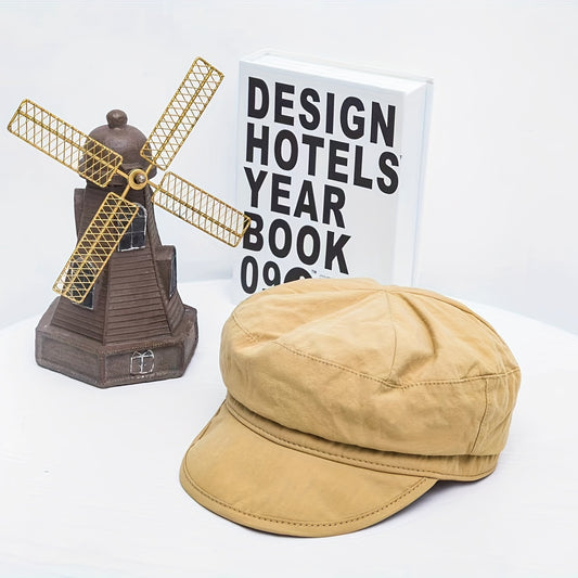 Flat Top Octagonal Hat Spring Summer Navy Hat Khaki Peaked Cap