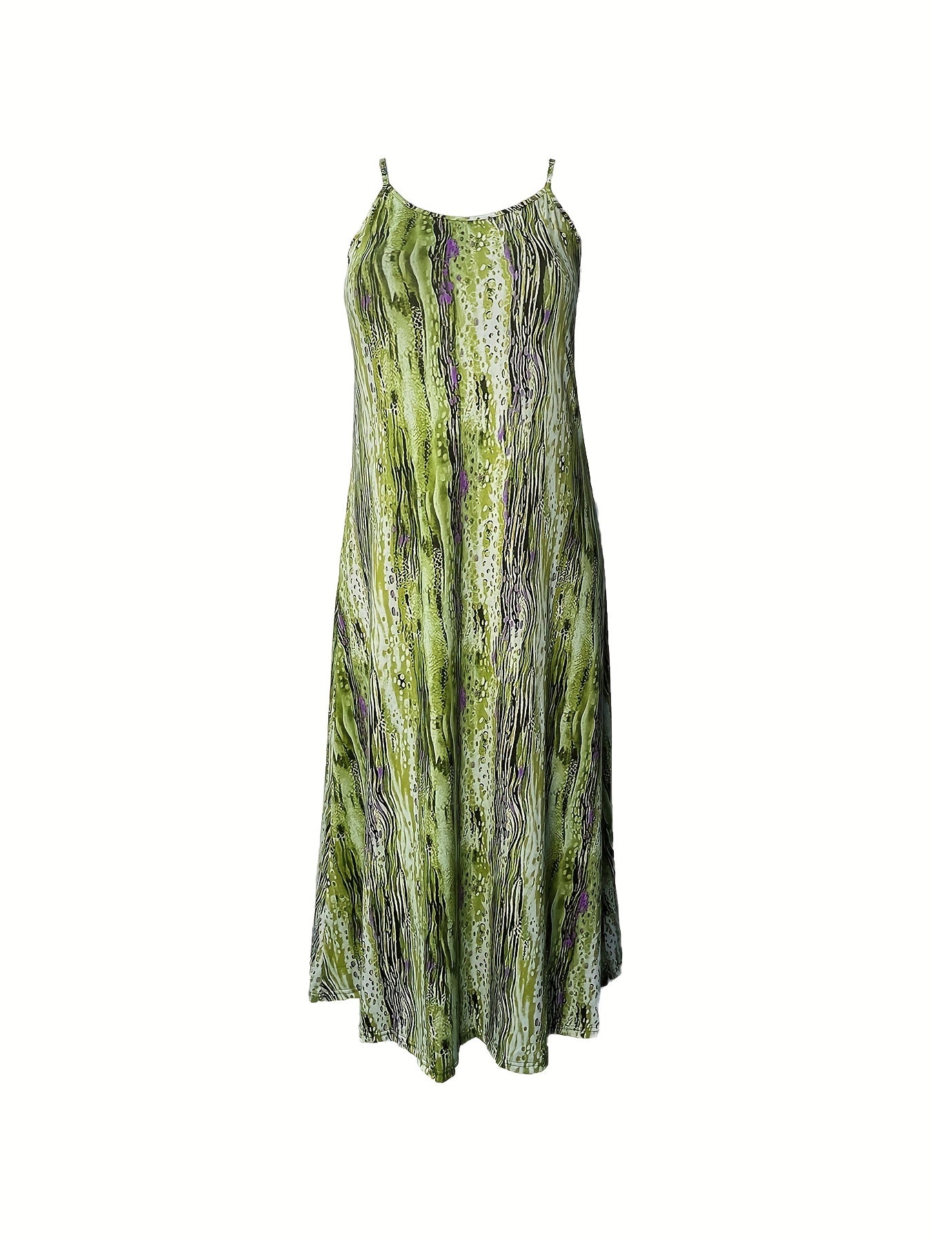  Tie Dye Maxi Dress Round Neck Slight Stretch