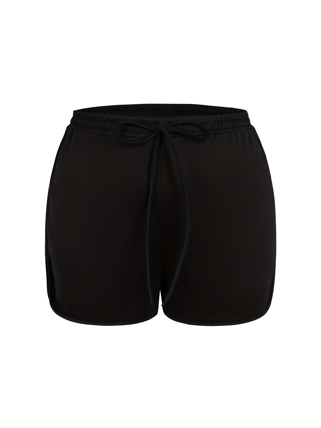  Basic Shorts Women's Plus Solid Elastic Waist Slight Stretch