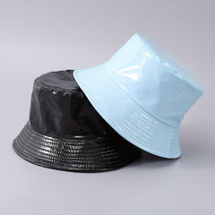 Candy PU Bucket Hat Waterproof Lightweight Fisherman Cap Sunscreen Basin Hat
