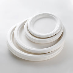 50pcs Sugarcane Round Plates for Family Dinners and Parties