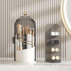 360 Rotating Clear Acrylic Makeup Brush Organizer with Dustproof Cover