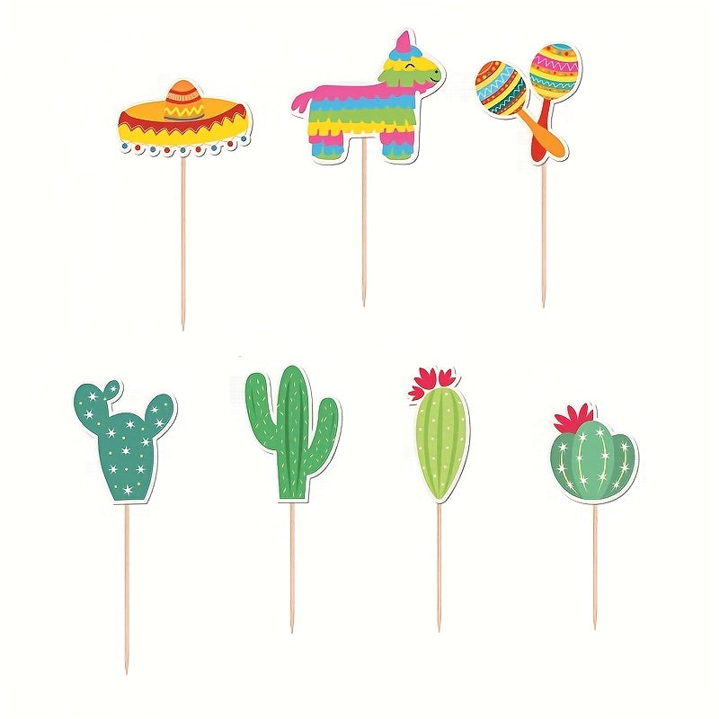 7pcs Mexican Spring Scenery Cake Decoration Set