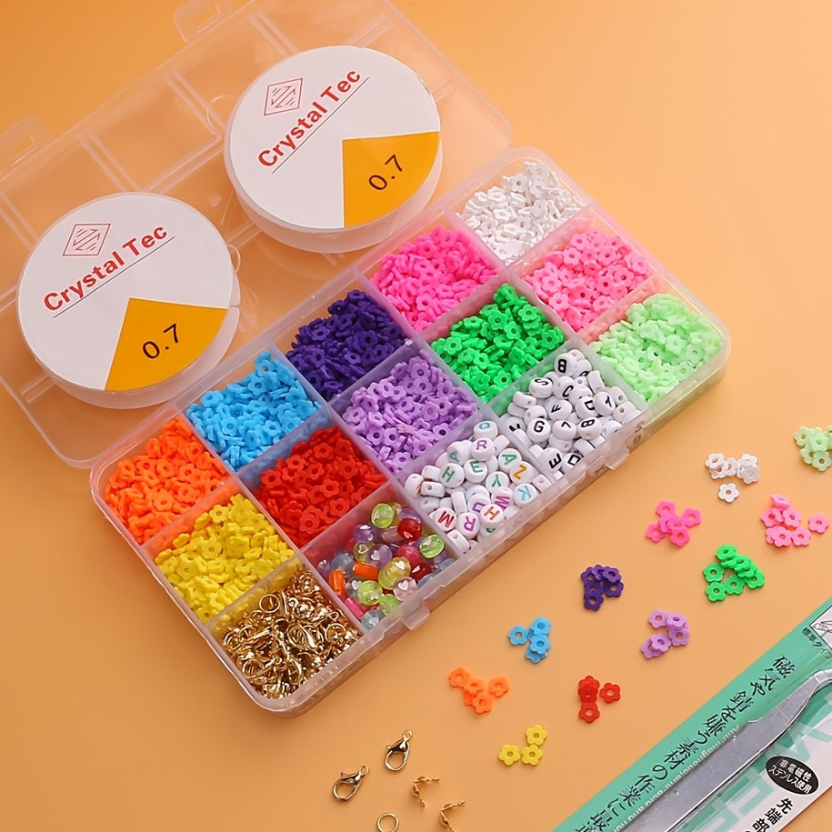 Colorful Beads Set with Elastic Threads and Tweezers