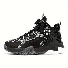 Boys High Top Basketball Shoes w/ Rotating Buckle Comfy Soft Sole