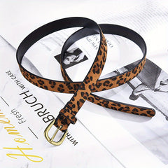 Leopard Print PU Belt Unisex Casual Pin Buckle Belt