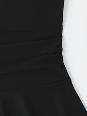  Lace Up Back Ruched One Piece Swimsuit