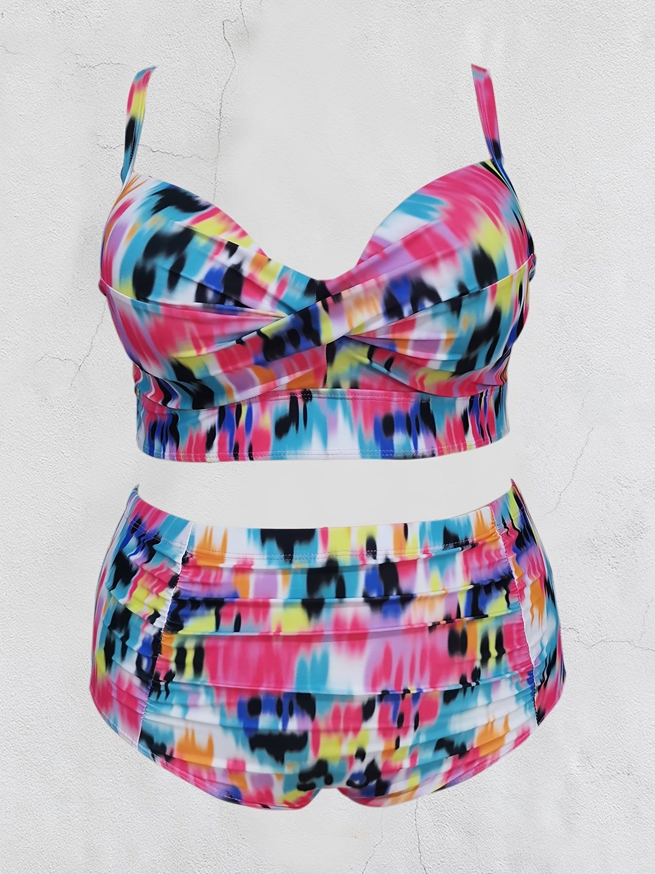  Tie Dye Halter Neck Bikini Set Medium Stretch