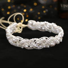 Bride Faux Pearl Hairband Crystal Headband Wedding Headdress Hair Accessories