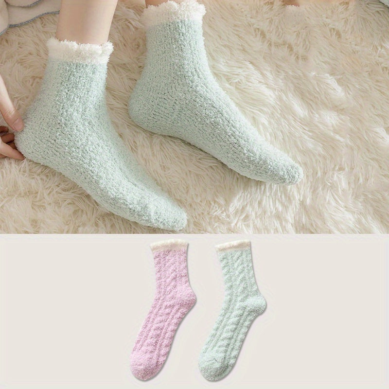 Soft Fuzzy Floor Socks 2 Pairs for Women