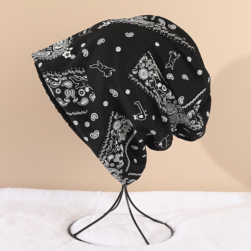 Cashew Print Knitted Bag Head Hat Street Hip Hop Pullover Hat