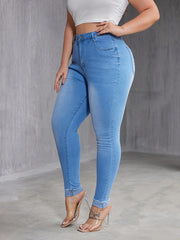  High Rise High Stretch Jeans Women's Washed Button Fly