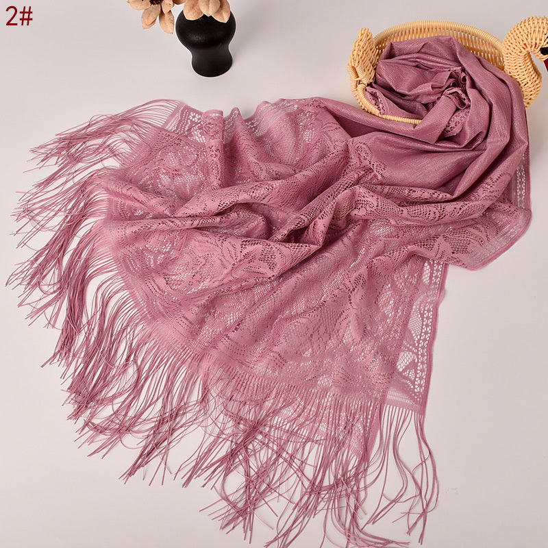 Lace Tassel Lily Scarf Solid Headband Women's Shawl