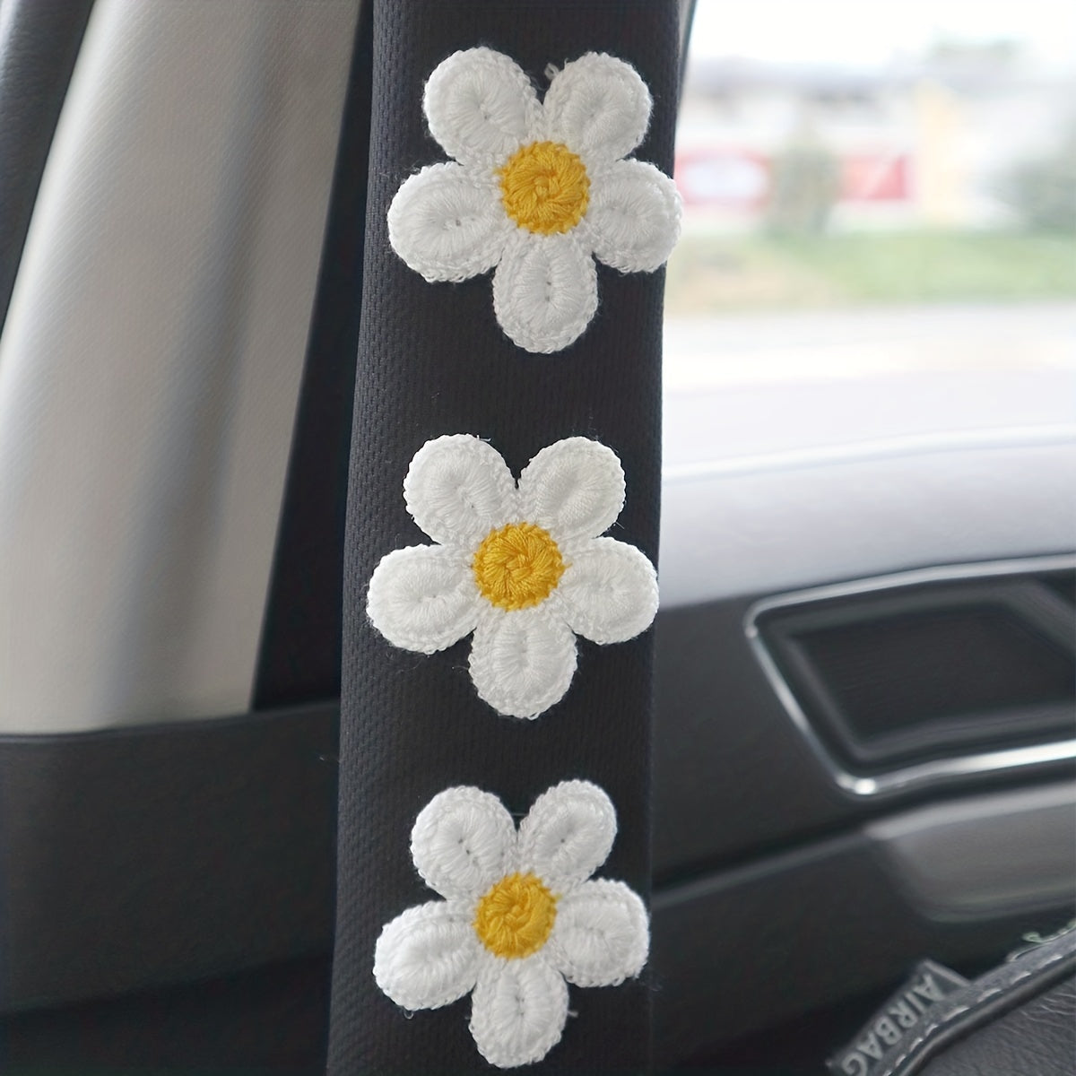 1pc Ice Silk Flower Shoulder Protector Cartoon Car Seat Belt Shoulder Protector