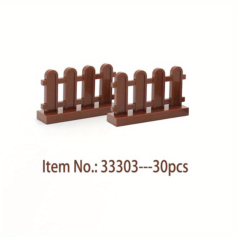 30pcs Building Block Scenes Fence Handrail Pen Railing Compatible Parts Model