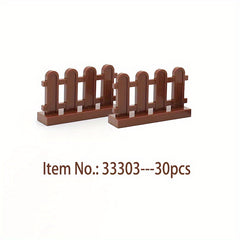 30pcs Building Block Scenes Fence Handrail Pen Railing Compatible Parts Model