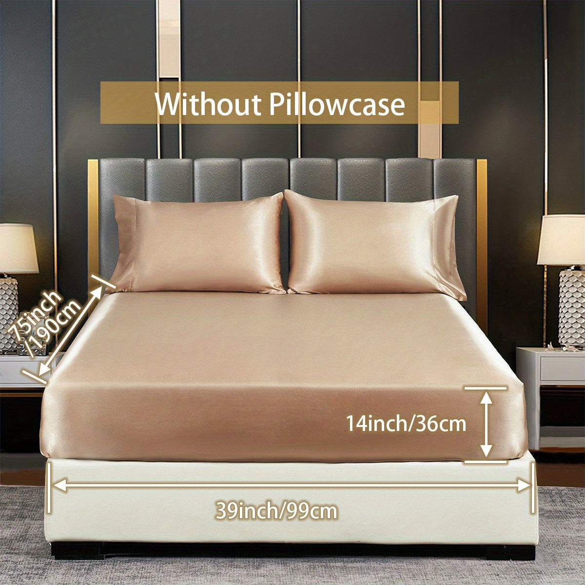 Soft Silky Satin Fitted Sheet for Bedroom, No Pillowcase