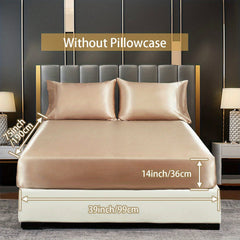 Soft Silky Satin Fitted Sheet for Bedroom, No Pillowcase