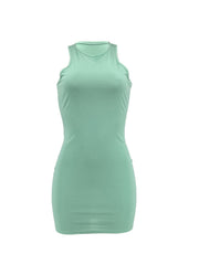 Sleeveless Bodycon Dress Sexy Bag Hip Ruffled Slim Dress