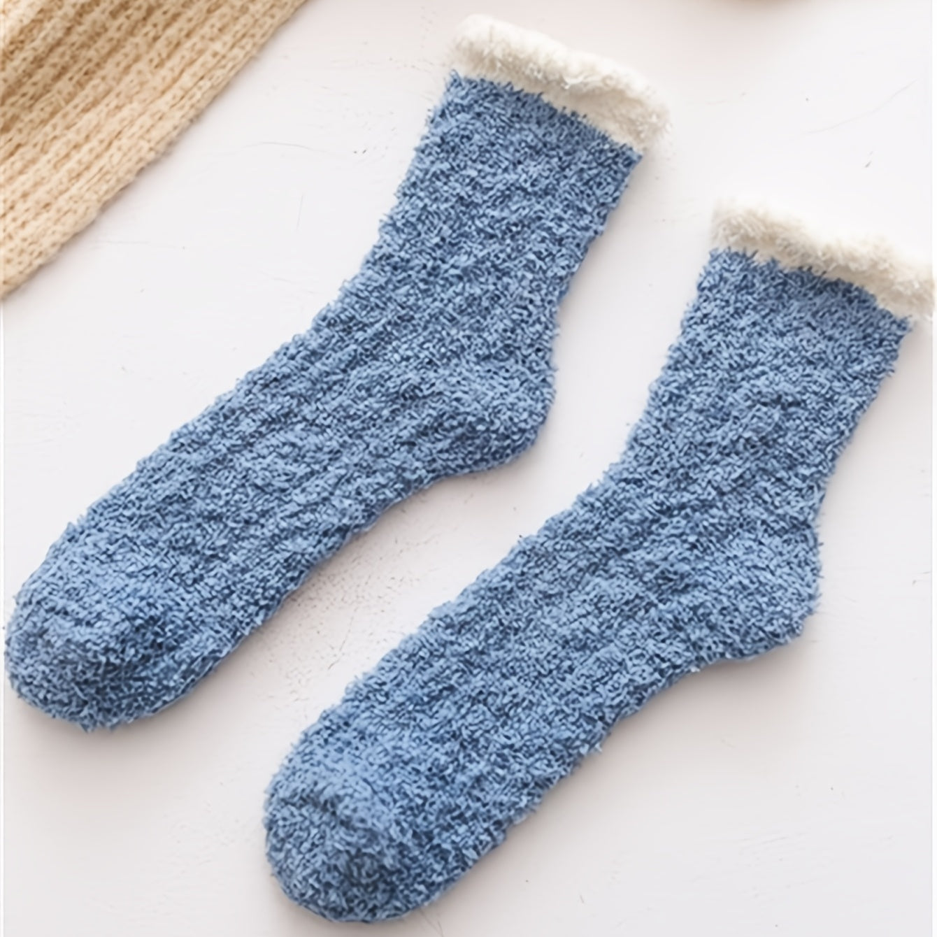 6 7 Pairs Plush Floor Socks Comfy & Soft Mid Tube Socks Women's Stockings