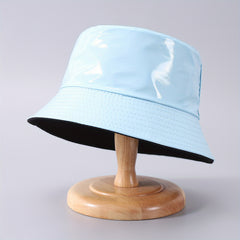 Candy PU Bucket Hat Waterproof Lightweight Fisherman Cap Sunscreen Basin Hat