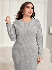  Ribbed Long Sleeve Maxi Dress
