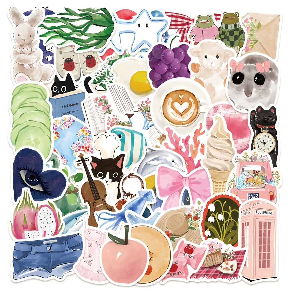Cartoon Watercolor Theme Stickers Colorful Sealing Stickers