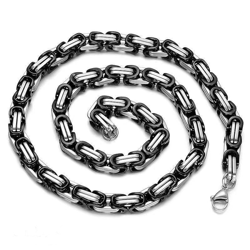 304 Stainless Steel Mens Byzantine Chain Plated Jewelry Set