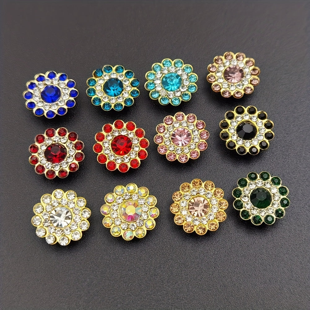 120pcs Sunflower Crystal Glass Sew On Rhinestone 14mm