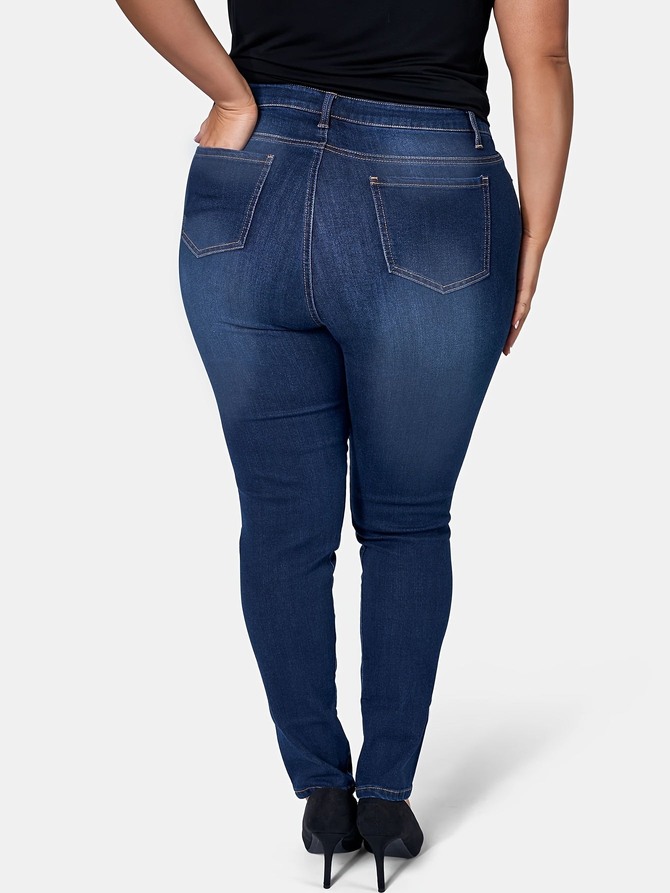 High Rise Button Fly Stretch Skinny Jeans