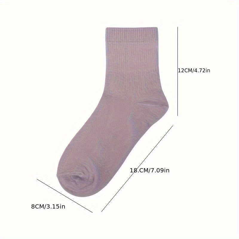 10 Pairs Casual Solid Sports Socks Women's Stockings