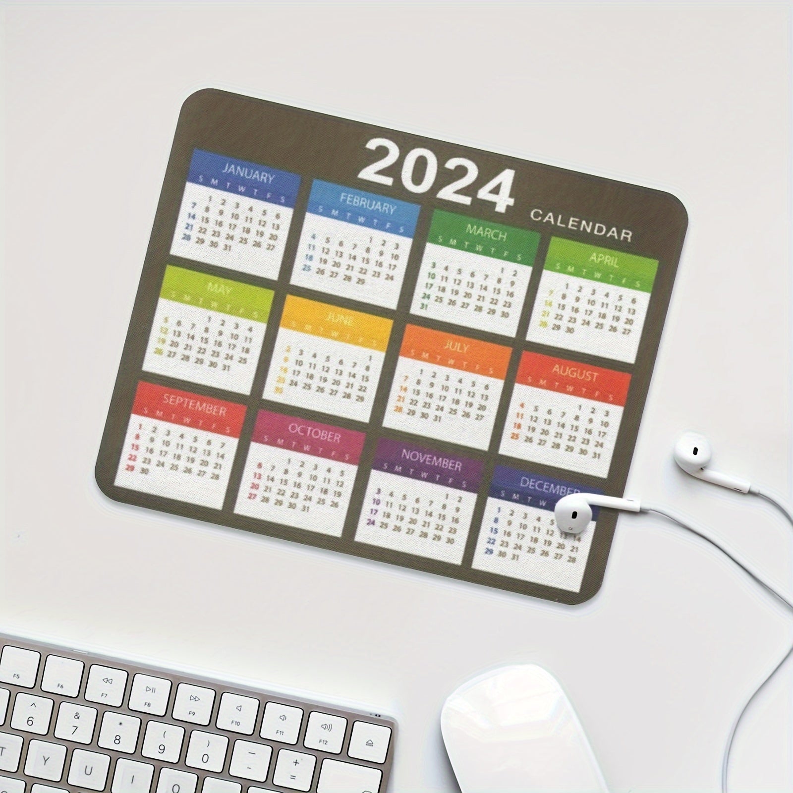 1pc Calendar Mouse Pad Non Slip Rubber Laptop Mouse Pad