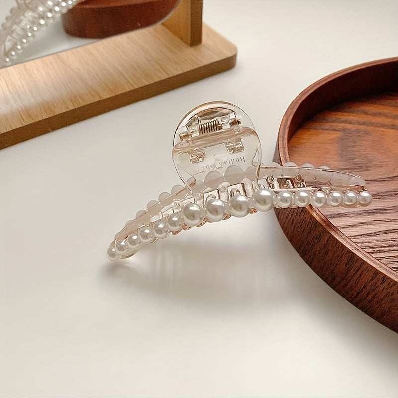 Pearl Hair Claw Plastic Hair Clip Decorative Hair Accessory For Women