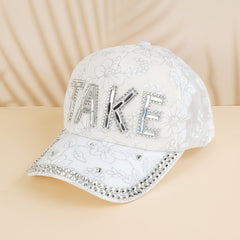 Rhinestone Letter Baseball Cap for Women Girls