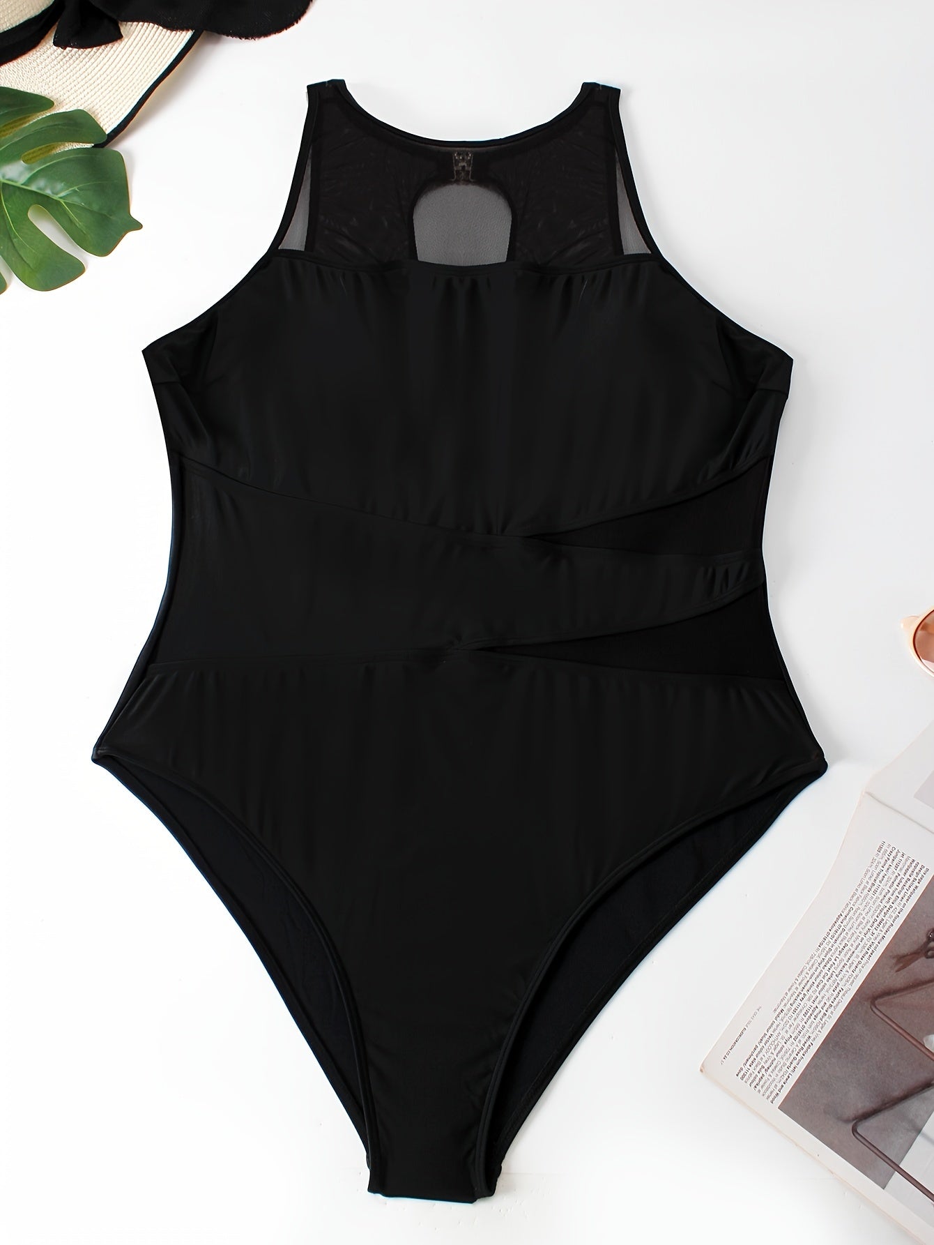  Mesh Cut Out One Piece Swimsuit