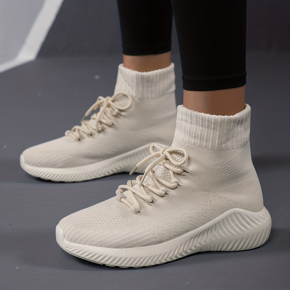 Women's High Top Lace-up Sock Sneakers