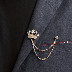 Men's Crown Brooch Decor Cufflink Set