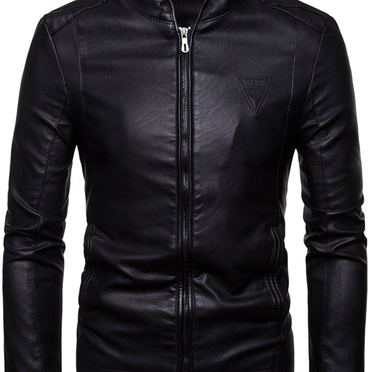 Men's Classic PU Zip Up Faux Leather Jacket