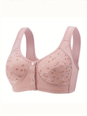 Floral Print Button Front Wireless Comfort Bralette