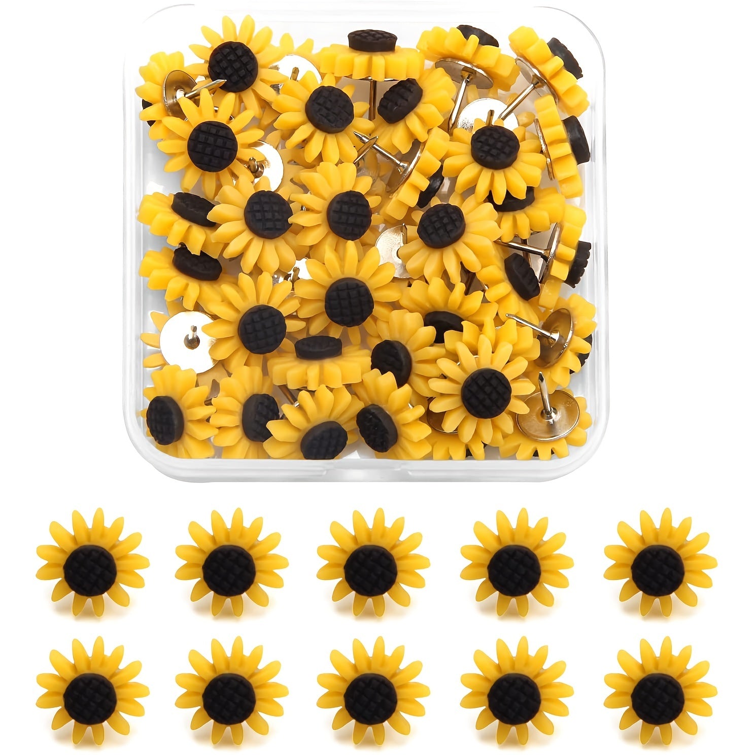 Sunflower Push Pins, Decorative Flower Cork Board Tacks for Bulletin Board