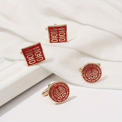 Red Paint Square Cufflinks French Wedding