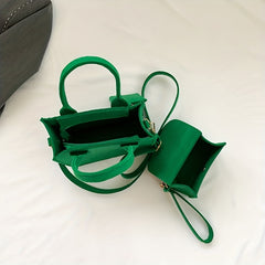 Felt Square Shoulder Bag with Mini Purses