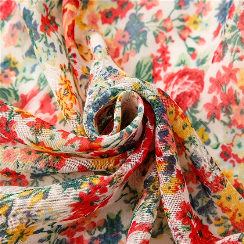 Ditsy Floral Print Shawl Scarf For Women Winter Warm Scarves