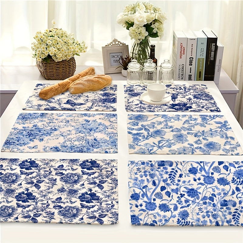 Flower Linen Placemat Vintage Spring Holiday Washable Table Mat