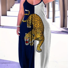 Women's Plus Leopard Print Maxi Cami Dress