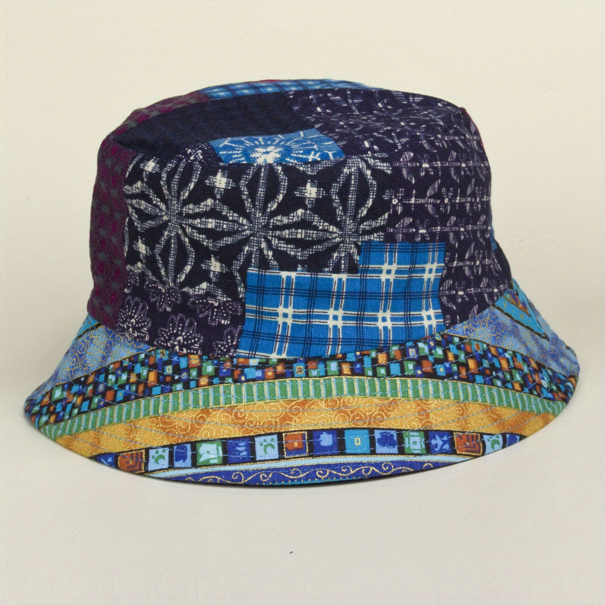 Boho Print Reversible Bucket Hat Vintage Stitching Lightweight Basin Hats