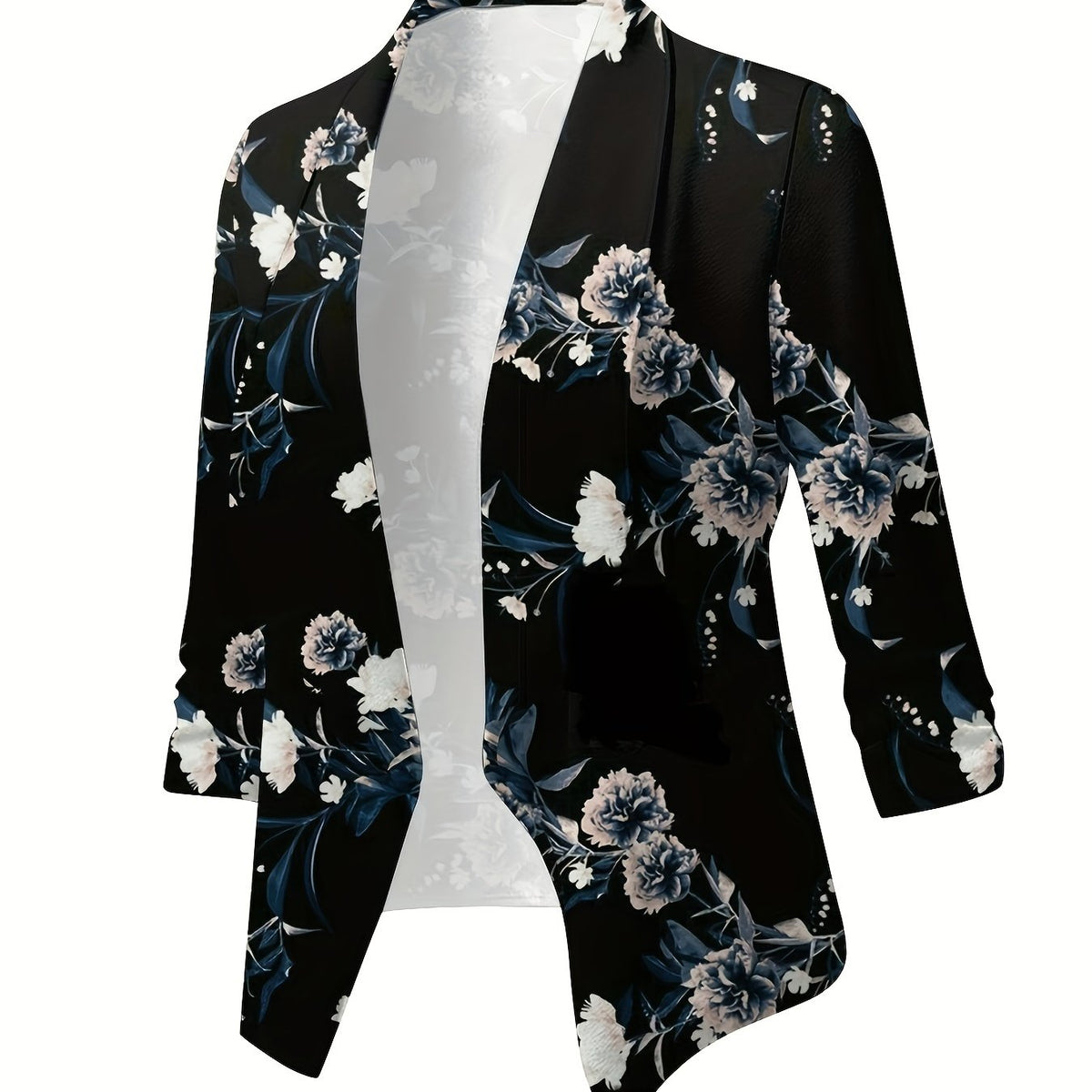  Floral Blazer Women's Shawl Collar Blouse